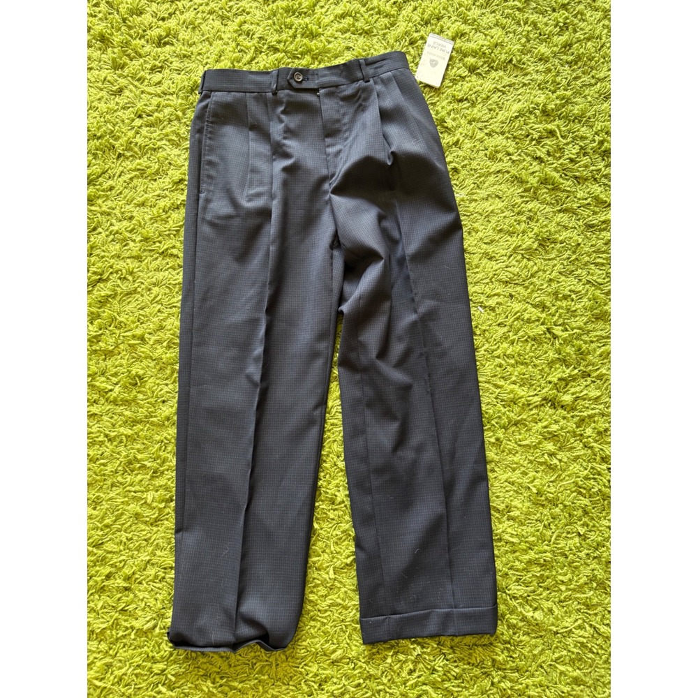 Ralph Lauren Mens Wool Trousers Pleated Cuffed Dress Pants Navy 32x30 NWT